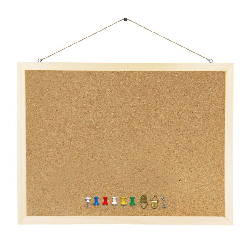 GDMINLO Cork Board Bulletin Board, 15.7"X 11.81" pin Boards for Walls, Oak Wood Finish Frame, Wall Mounted Cork Board for Office Home and School(Pins, Eye Bolts, gaskets, Screws) - Image 1